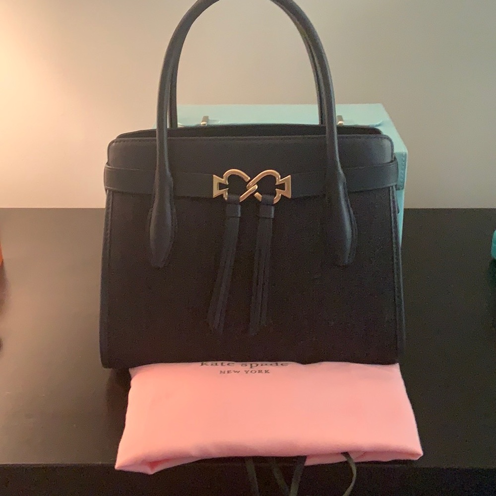 Kate Spade Black Satchel with Gold Bow